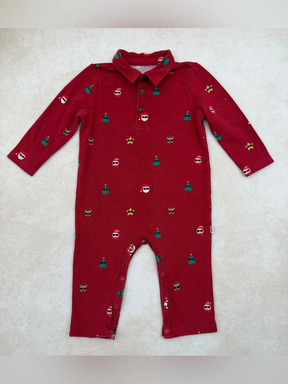Little Sleepies Play Red Holiday Polo Romper